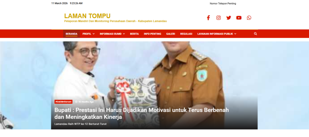 LAMAN TOMPU Pelaporan Mandiri dan Monitoring Perusahaan Daerah – Kabupaten Lamandau